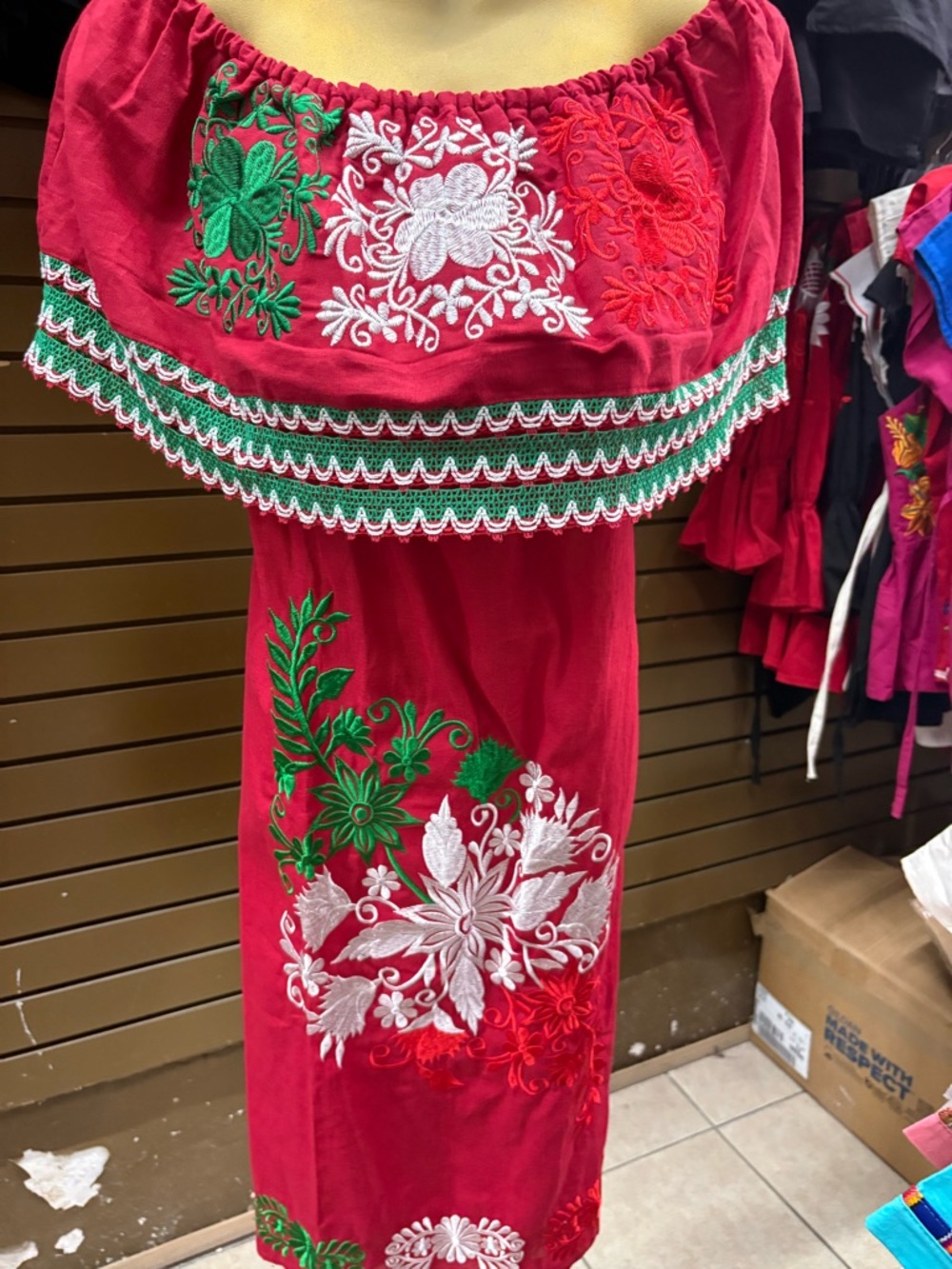 Embroidered Off-Shoulder Mexican Dress/ Vestido Mexicano